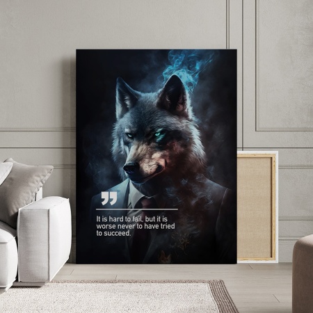 Tablou Canvas Personalizat - Business Animals - Wolf (smoke) - Img 4