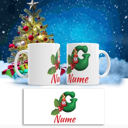 Cana De Craciun - Litere cu gnomi G (nume personalizat) - Img 2