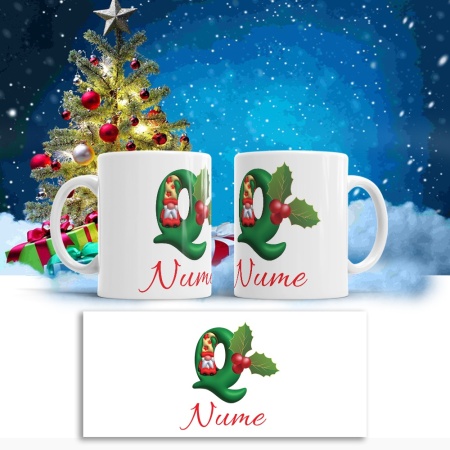 Cana De Craciun - Litere cu gnomi Q (nume personalizat) - Img 2
