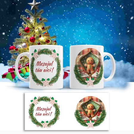 Cana De Craciun - Tiny Gingerbread Man with Stars (mesaj personalizat) - Img 2