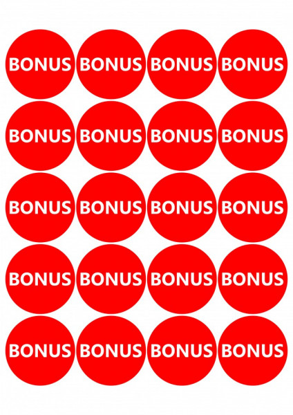 Etichete personalizate cu BONUS, 100 buc, PVC, rezistente la apa - Img 2