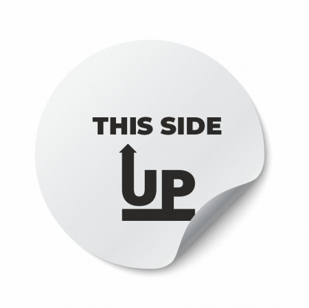 Etichete personalizate THIS SIDE UP, 100 buc, PVC, rezistente la apa - Img 2