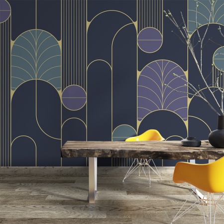 Fototapet - Art deco blue golden arcades (FTD1000338) - Img 2