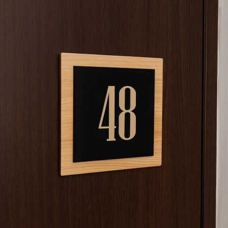 Numar de apartament 2 straturi lemn si negru suprapus - Img 7