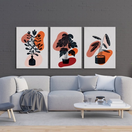 Set 3 Tablouri Canvas - Abstract minimalistic floral - Img 2