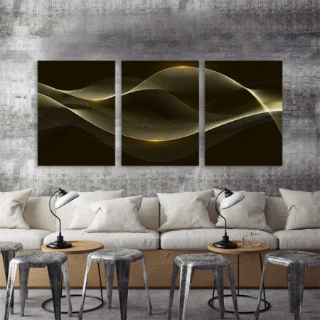 Set 3 Tablouri - Golden Waves - Img 2