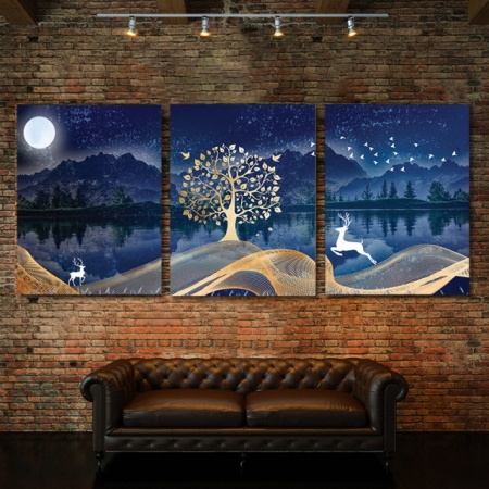 Set Tablouri Canvas - Enchanted Forest At Night - Img 3