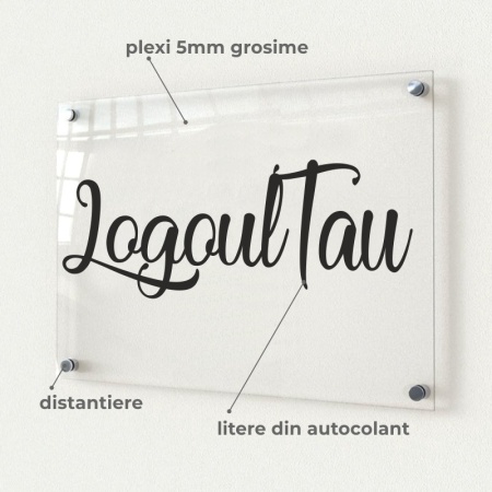 Sigla pe suport din plexiglass decupata pe contur cu autocolant 50x30cm - Img 3