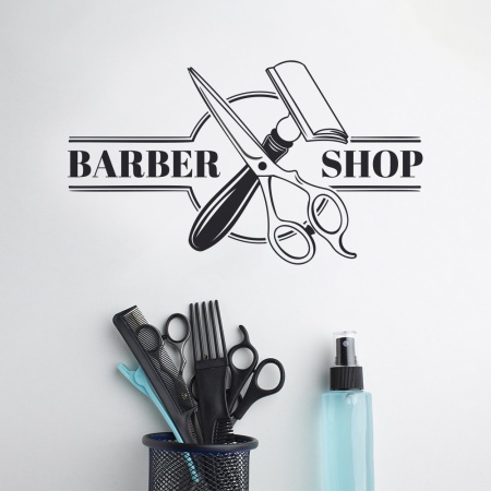 Sticker Barbershop (lama de ras si foarfece) - Img 2