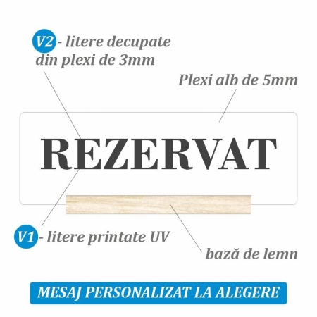 Suport semn de masa pentru restaurant mesaj - Rezervat - Img 3
