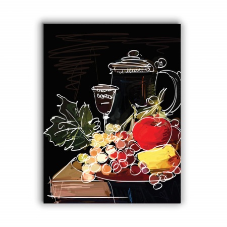 Tablou Bucatarie - Platou Cu Fructe Schitat - Img 2