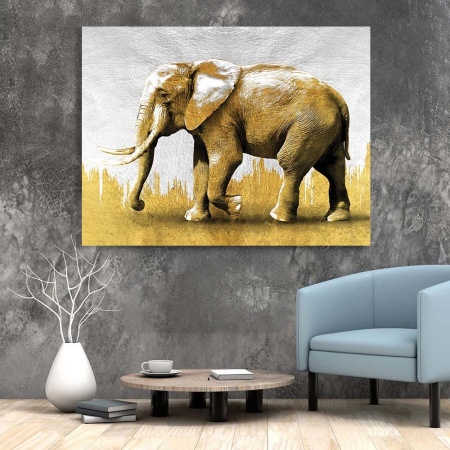 Tablou Canvas - Elefant in nunate aurii - Img 2