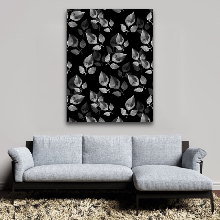 Tablou canvas - Frunze pictate pe fundal negru (Floral 055) - Img 5