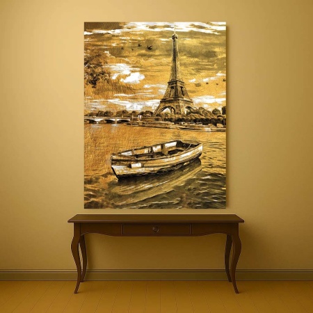 Tablou Canvas - Golden landscape with Eiffel Tower - Img 4