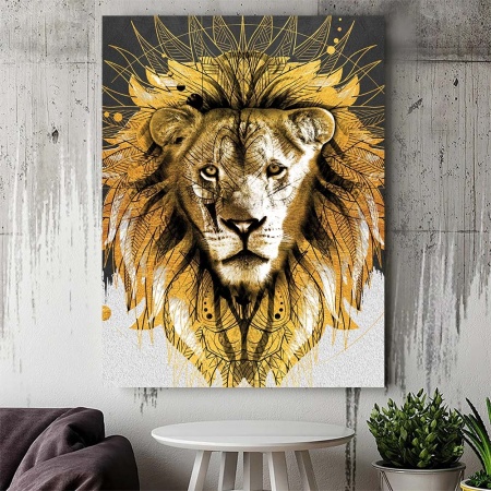 Tablou Canvas - Golden Tribal Lioness - Img 4