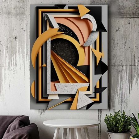 Tablou Canvas Modern Abstract - 3D Shapes and frame - Img 2