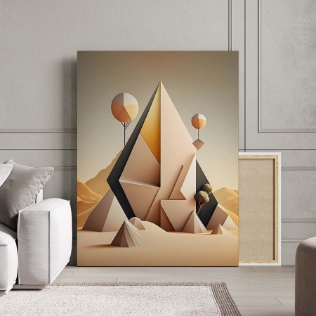 Tablou Canvas Modern Abstract - 3D Shapes in the desert - Img 3