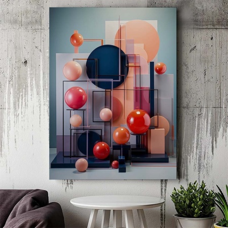 Tablou Canvas Modern Abstract - Colorful spheres in shelves - Img 2