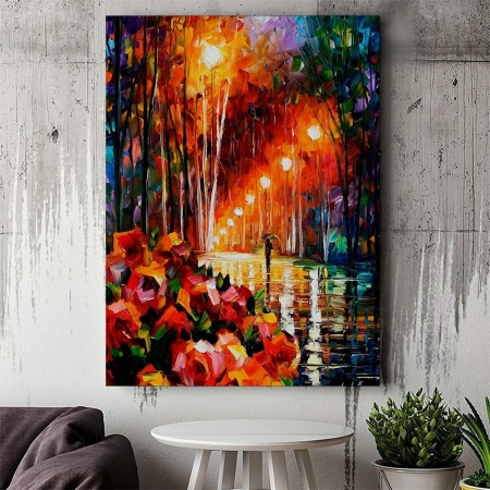 Tablou Canvas Modern Abstract - Seara ploioasa in parc - Img 2