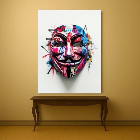 Tablou Canvas - Urban art Anonymous mask - Img 4