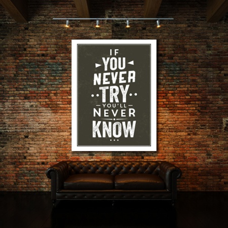 Tablou Motivational - If You Never Try (Calligraphic) - Img 3