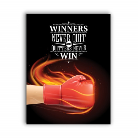 Tablou Motivational - Winners and Quitters (fire glove) 2