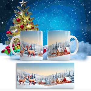 Cana De Craciun - Cute Reindeers and Winter Landscape
