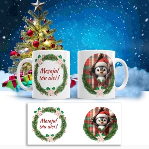 Cana De Craciun - Pinguin zambitor (mesaj personalizat)