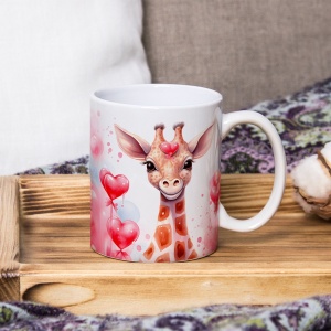 Cana Valentine's Day - Girafe si inimioare (efect de pictura)