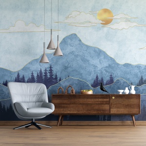 Fototapet Blue and golden landscape (FTD100046)