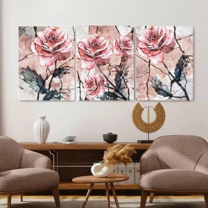 Set 3 Tablouri Canvas - Pink roses set - Img 3