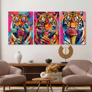Set 3 Tablouri Canvas - Urban art tigers - Img 3