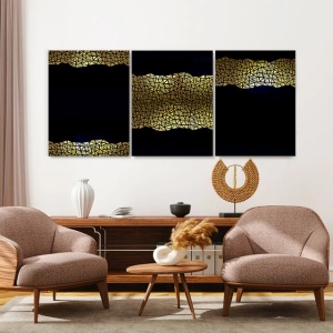 Set 3 Tablouri Golden snake skin - Img 3