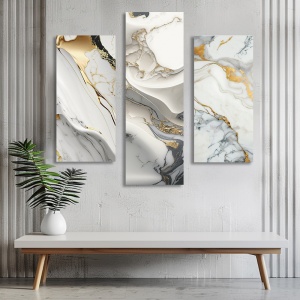 Set 3 Tablouri Marmura - Grey and Golden Waves (058, 059, 063) - Img 2