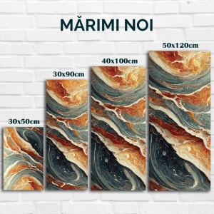 Set 3 Tablouri Marmura - Straturi roz cu insertii aurii (077, 078, 079) - Img 2
