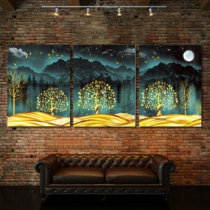 Set Tablouri Canvas - Night In The Golden Forest - Img 4