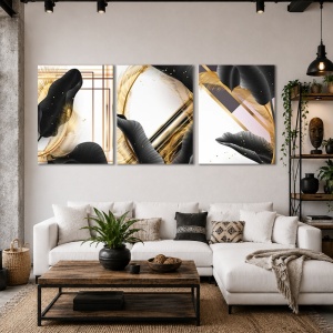 Set Tablouri Canvas - Tropical Black And Gold