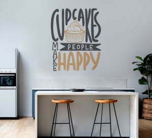 Sticker Bucatarie - Cupcakes make people happy