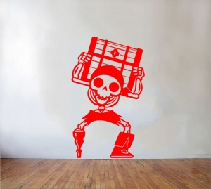 Sticker De Perete Schelet Cu Cufar - Img 3