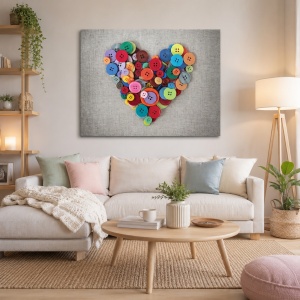 Tablou Canvas Buttons Heart - Img 1