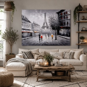 Tablou Canvas Efect Pictura Siluete In Paris