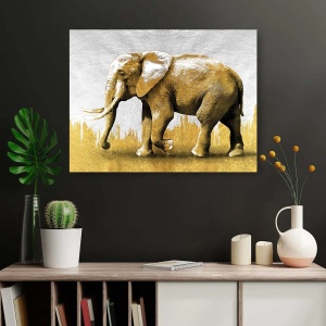 Tablou Canvas - Elefant in nunate aurii - Img 3