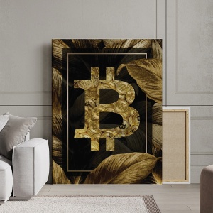Tablou Canvas Inspirațional - Golden Leaves Bitcoin - Img 4