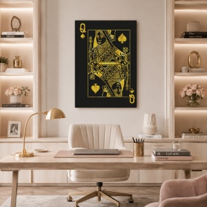 Tablou Canvas Inspirațional - Golden Queen Playing Card