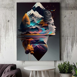Tablou Canvas Modern Abstract - 3D Double exposure portrait