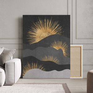 Tablou Canvas Modern Abstract - Abstract golden suns - Img 2