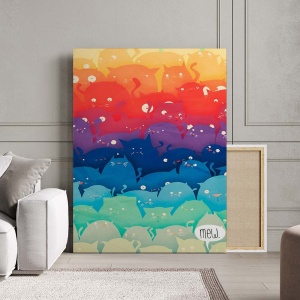 Tablou Canvas Modern Abstract - Colorful meow - Img 3