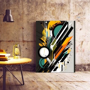 Tablou Canvas Modern Abstract - Contrasting shapes and watercolor splash