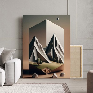 Tablou Canvas Modern Abstract - Peisaj abstract 3D cu un paralelipided