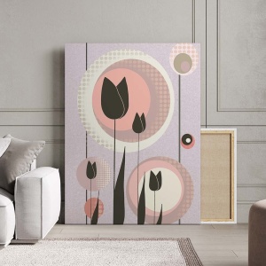 Tablou Canvas Modern Abstract - Retro tulips - Img 2